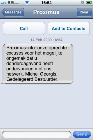 Proximus excuses