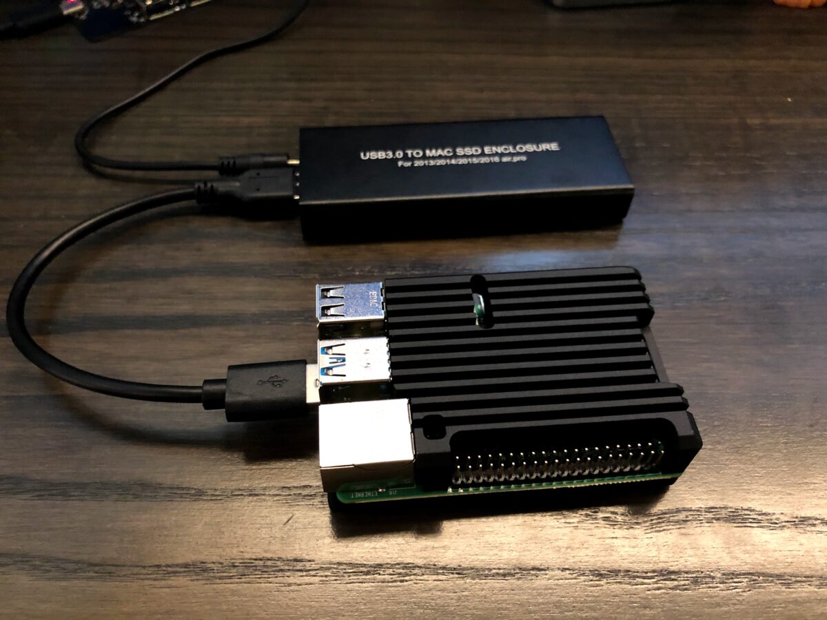 Raspberry Pi 4 with an SSD connected over USB